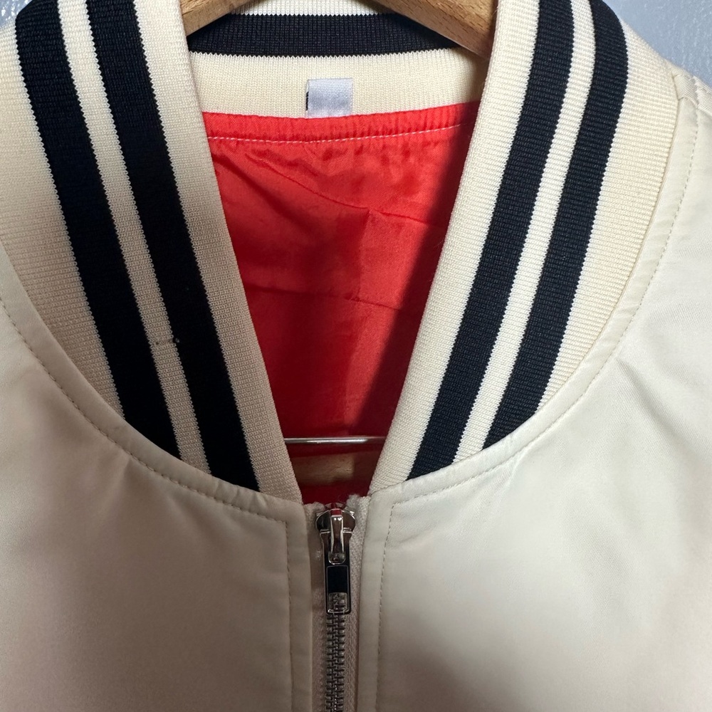 Mumm Napa Winery Cream Bomber Jacket with Ribbed Accents L - Picture 4 of 8